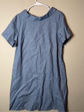 Le‎ Muse STORY Women’s Linen Blend Shift Dress XL Dusty Blue